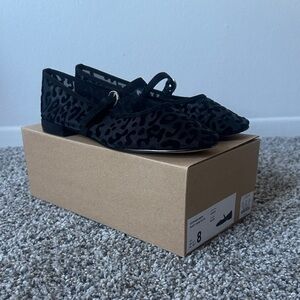 mesh leopard print mary jane flats